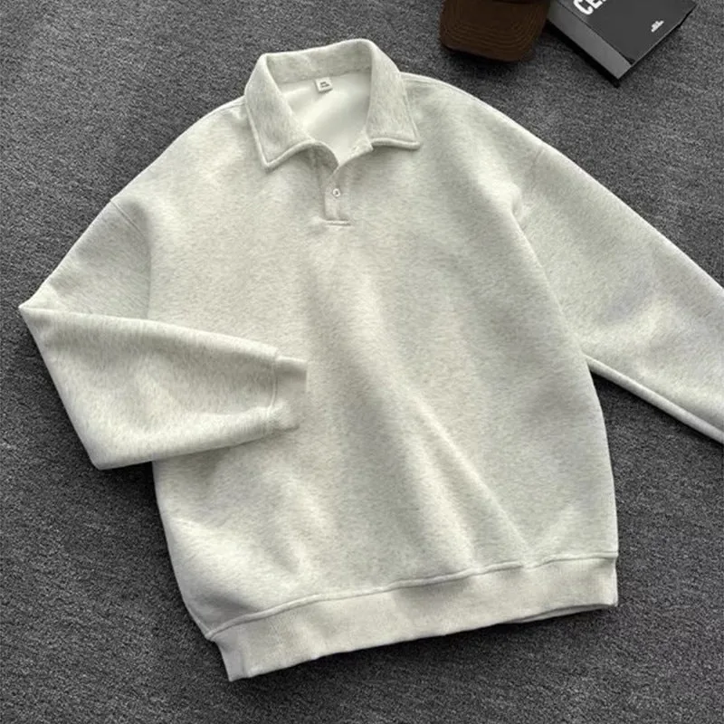 Herren Poloshirt-Sweatshirt mit Hemdkragen und Oversize-Schnitt Drune