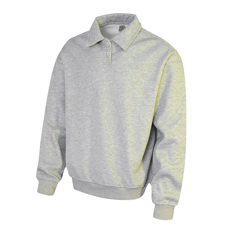 Herren Polo‑Sweatshirt im Oversize‑Relaxed‑Fit mit Rippbündchen und Knopfleiste Drune