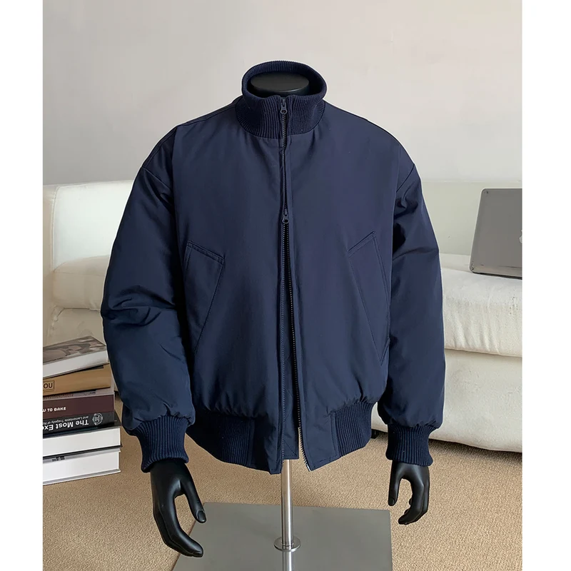Herren Oversized Stepp-Bomber mit hoher Rippenkragenkonstruktion und verdecktem Reißverschluss Drune