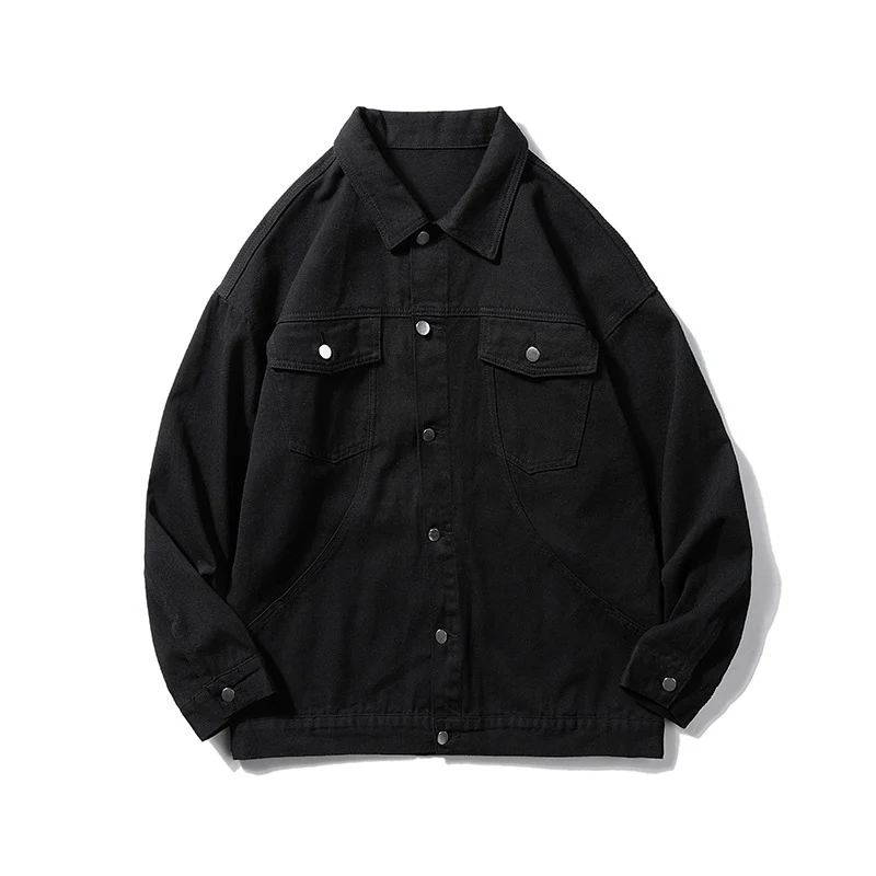 Herren Oversized Canvas Utility-Jacke mit Druckknopffront, aufgesetzten Brusttaschen und Raglanärmeln Drune