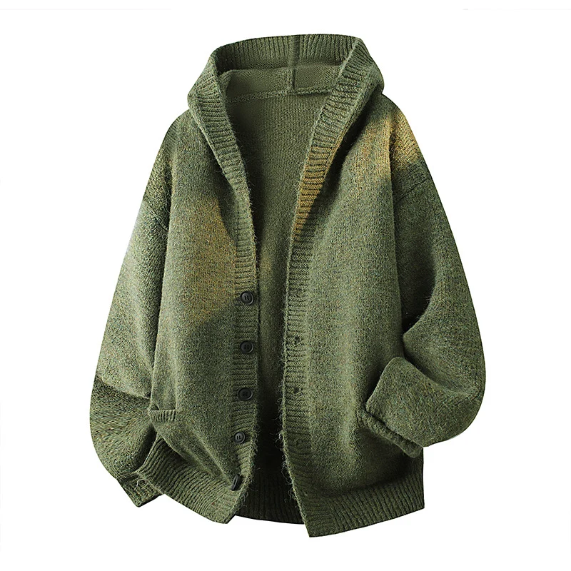 Herren Oversize-Strickcardigan mit Schalkragen, Knopfleiste und Eingrifftaschen Drune