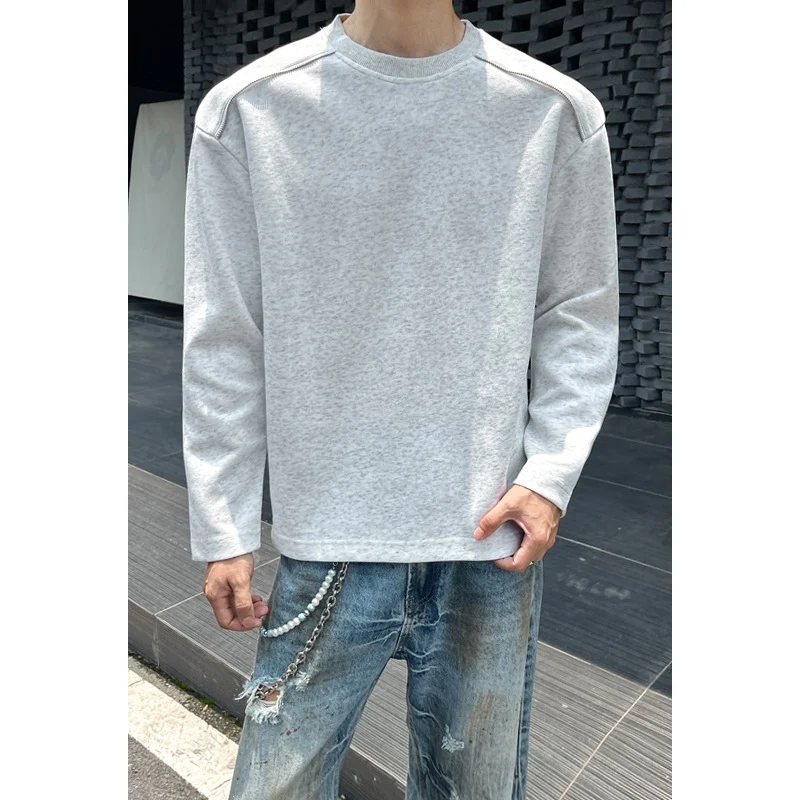 Herren Oversize-Rundhals-Sweatshirt mit überschnittener Schulter und dekorativen Steppnähten Drune