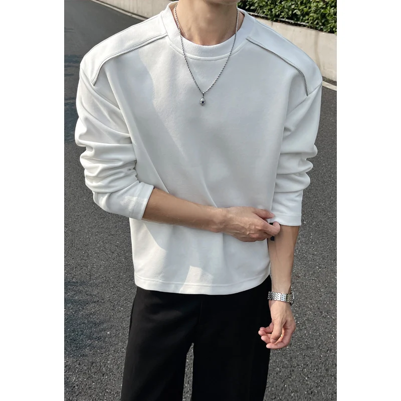 Herren Oversize-Rundhals-Sweatshirt mit überschnittener Schulter und dekorativen Steppnähten Drune
