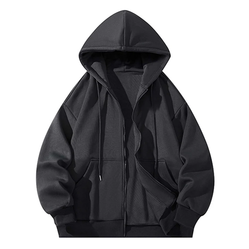 Herren Oversize Reißverschluss‑Kapuzenjacke aus schwerer Sweatqualität mit Kängurutaschen Drune