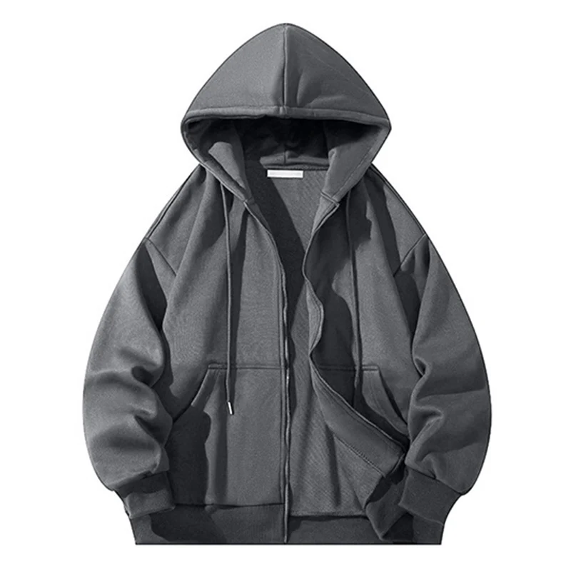 Herren Oversize Reißverschluss‑Kapuzenjacke aus schwerer Sweatqualität mit Kängurutaschen Drune