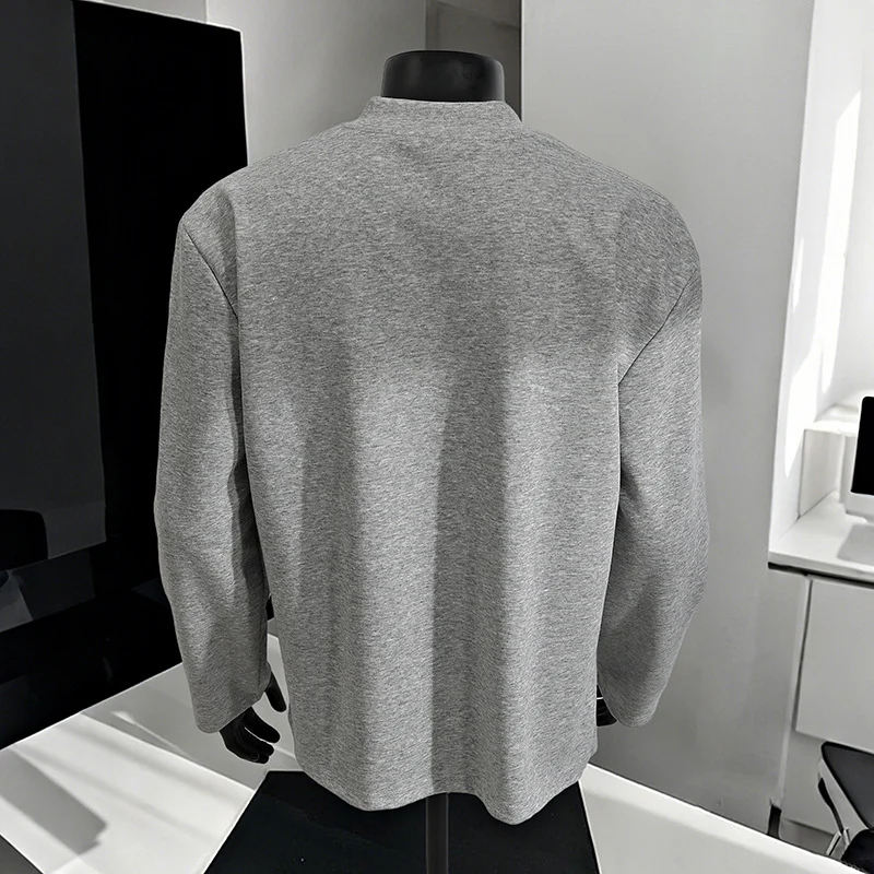 Herren Oversize-Langarmshirt mit V-Notch-Kragen, minimalistischer Schnitt und weichem Baumwollmix Drune