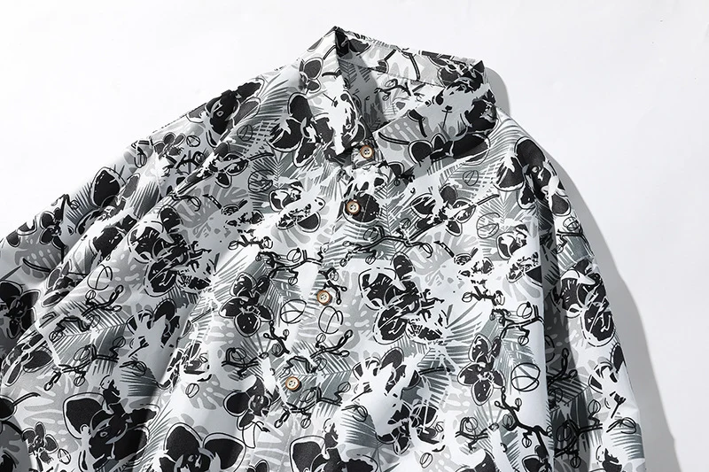 Herren Oversize-Knopfhemd mit grafischem Allover-Print und lockerem Relaxed-Schnitt Drune