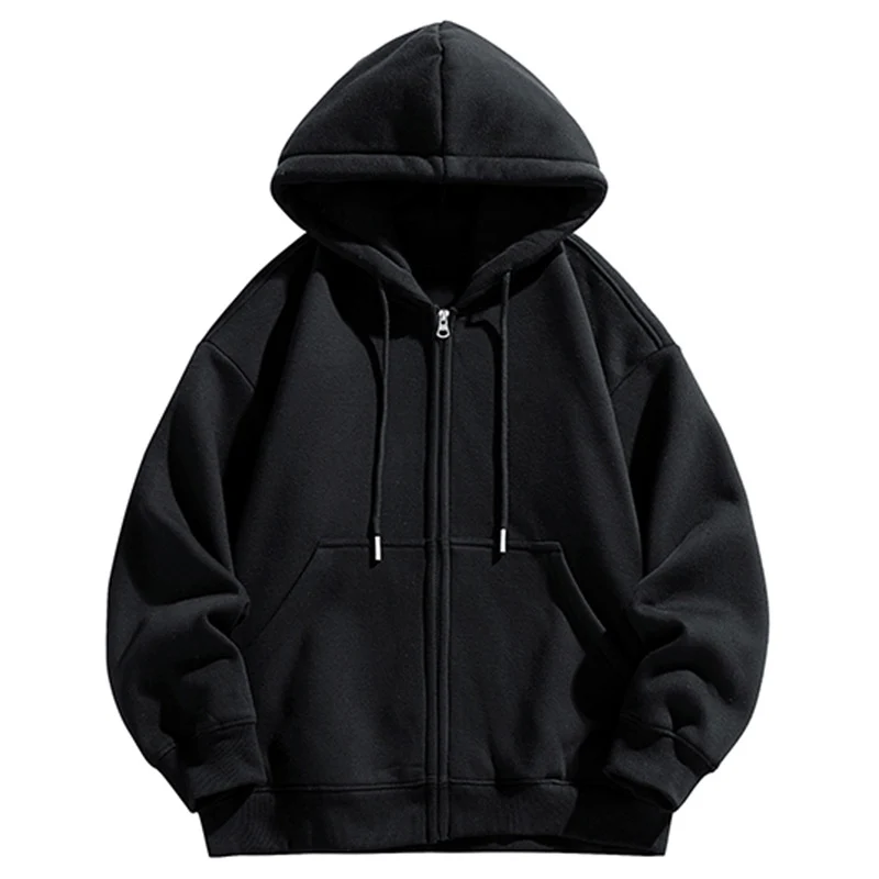 Herren Oversize Kapuzen‑Sweatjacke mit durchgehendem Reißverschluss und Kängurutasche Drune