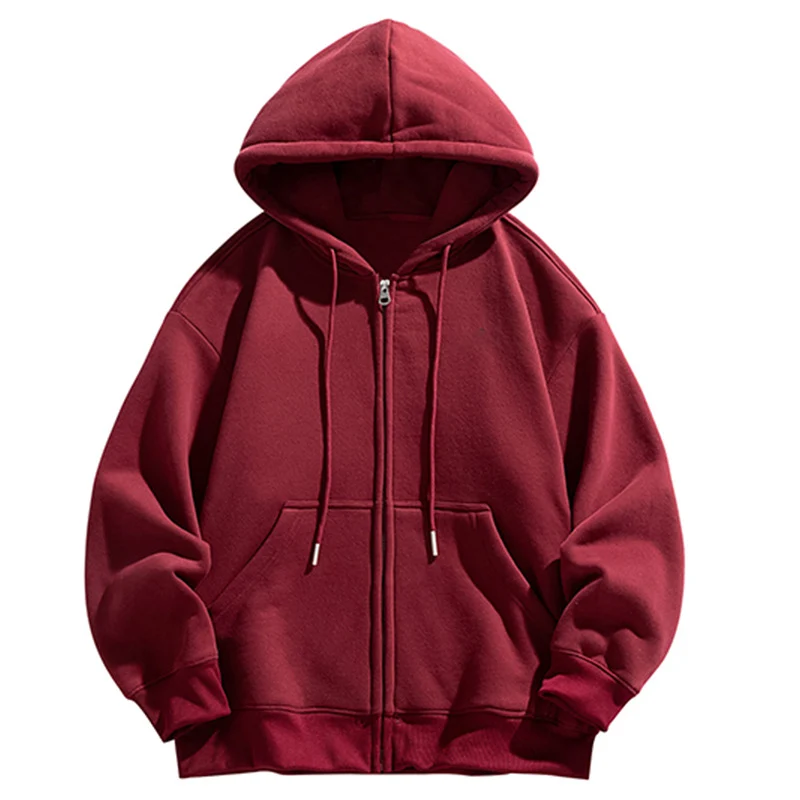 Herren Oversize Kapuzen‑Sweatjacke mit durchgehendem Reißverschluss und Kängurutasche Drune