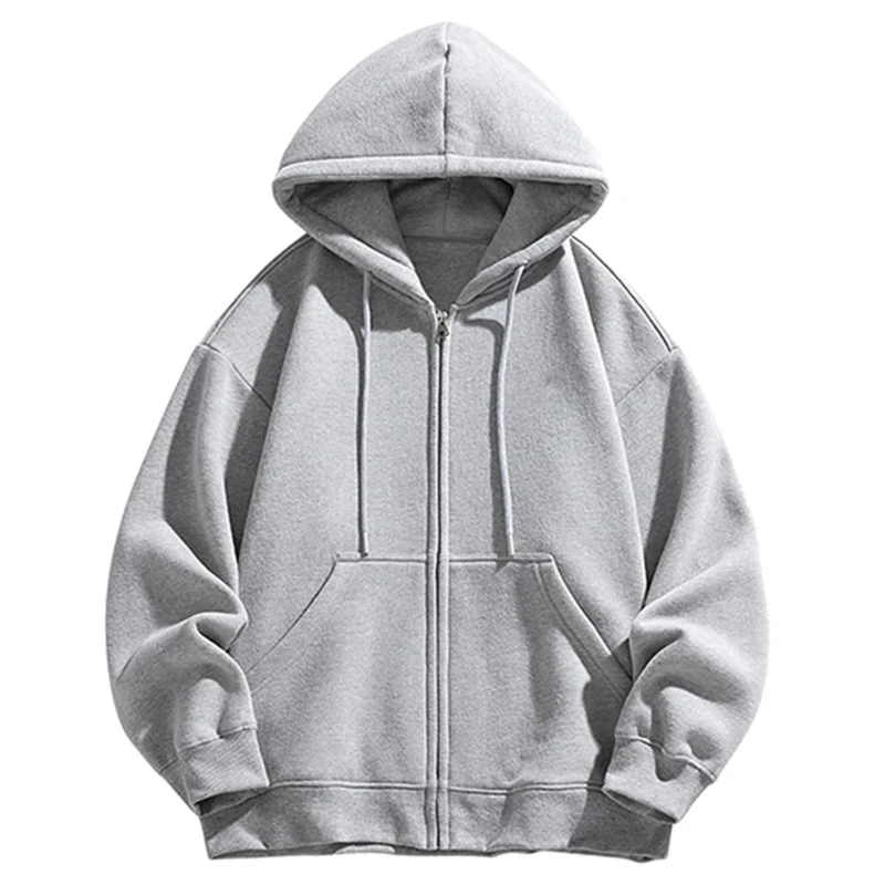 Herren Oversize Kapuzen‑Sweatjacke mit durchgehendem Reißverschluss und Kängurutasche Drune