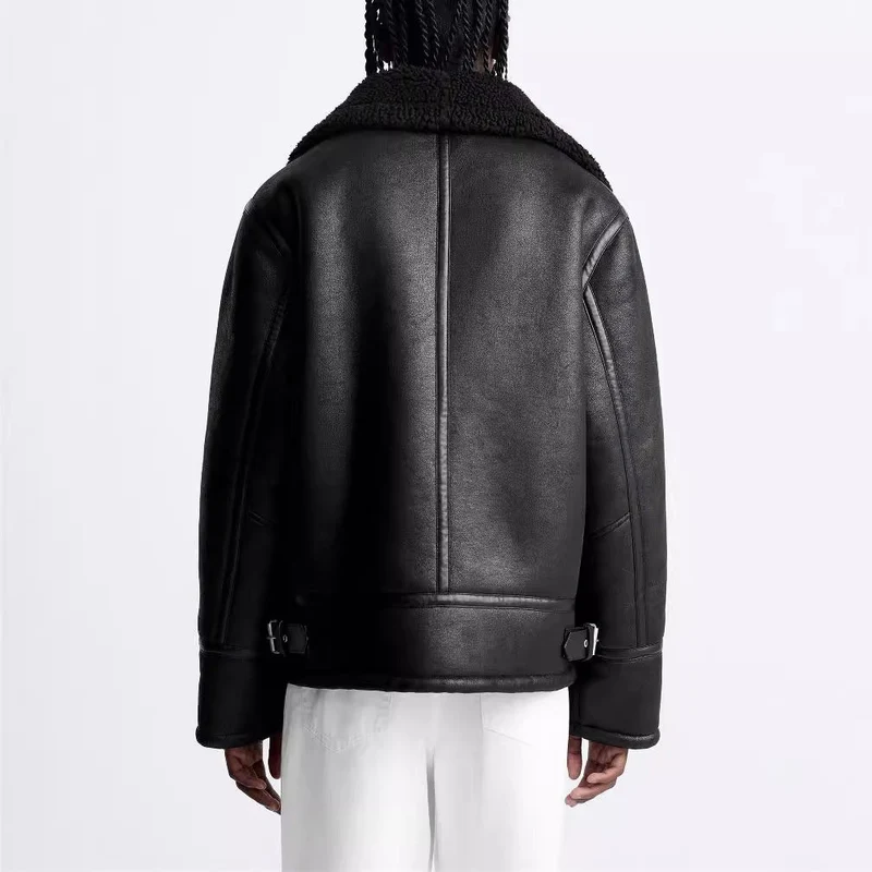 Herren kultige Bikerjacke mit weichem Futter und dreifach verstellbarem Kragen Hedi-Mode