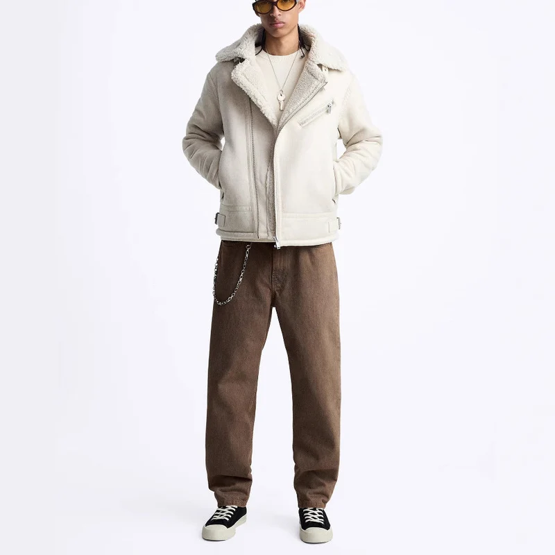 Herren kultige Bikerjacke mit weichem Futter und dreifach verstellbarem Kragen Hedi-Mode