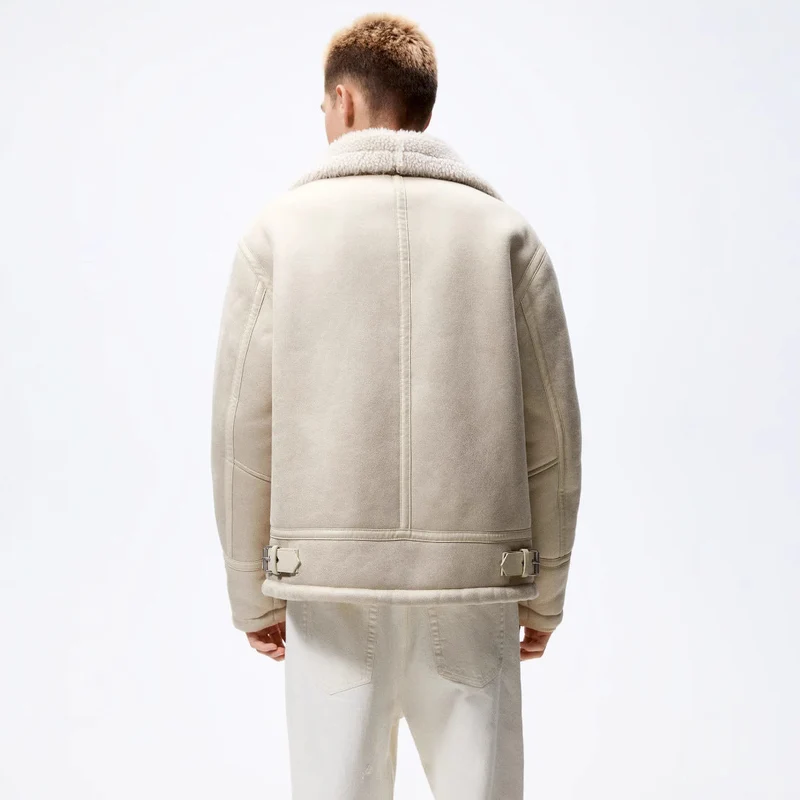 Herren kultige Bikerjacke mit weichem Futter und dreifach verstellbarem Kragen Hedi-Mode