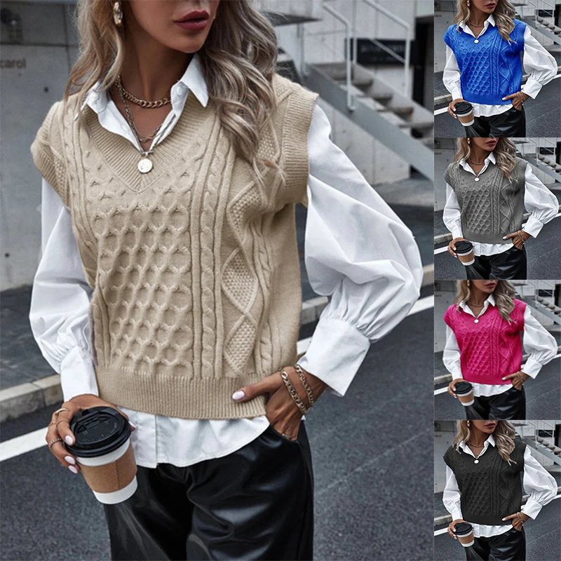 Damen Strickweste im eleganten Zopfmuster Drune