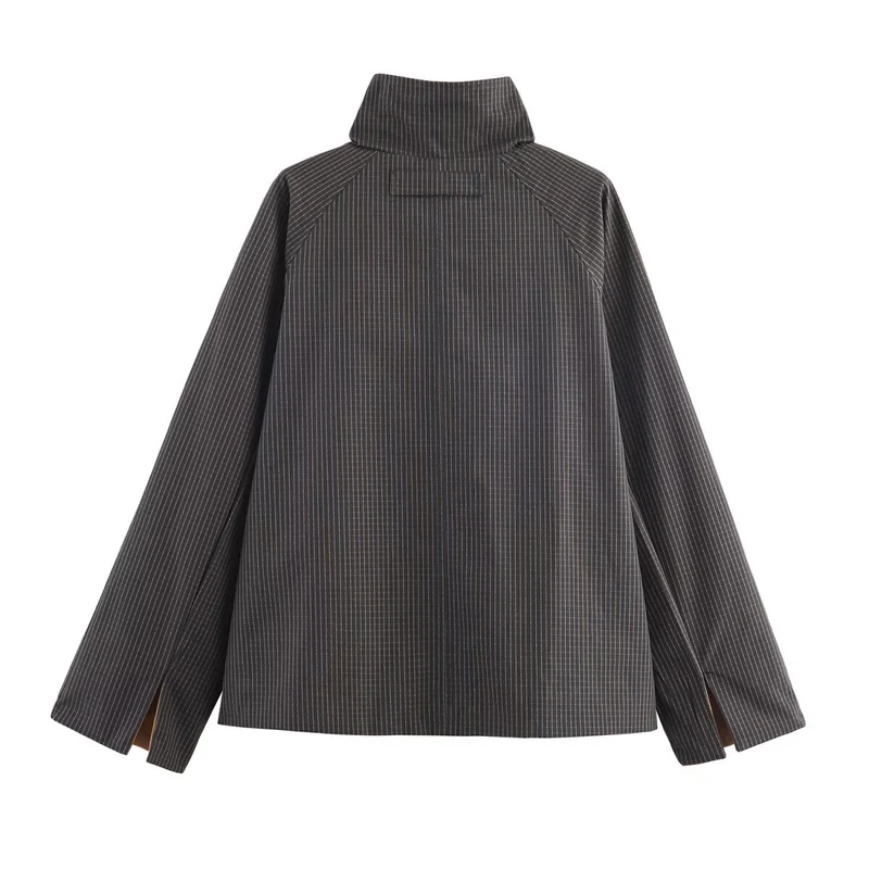 Damen urbane Oversized-Jacke mit hohem Kragen Drune
