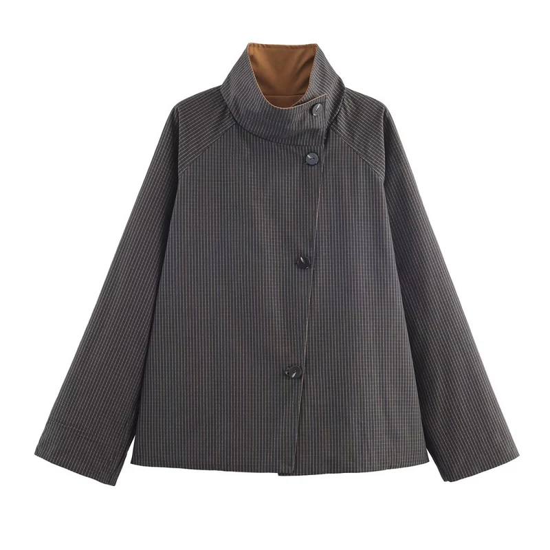 Damen urbane Oversized-Jacke mit hohem Kragen Drune