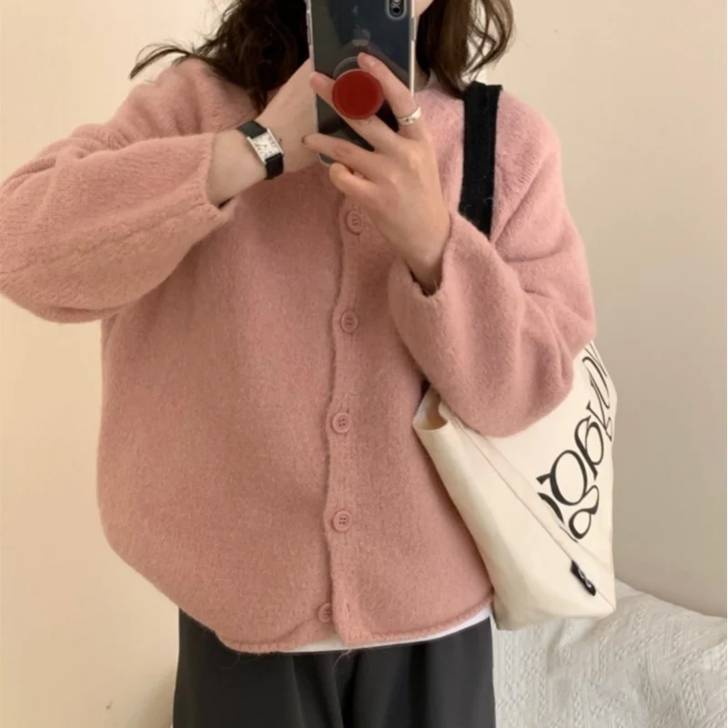 Damen kuscheliger Strickcardigan mit Knopfleiste und weitem Schnitt Drune