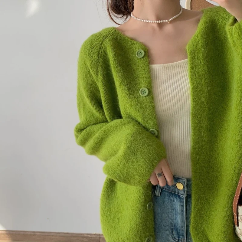 Damen kuscheliger Strickcardigan mit Knopfleiste und weitem Schnitt Drune