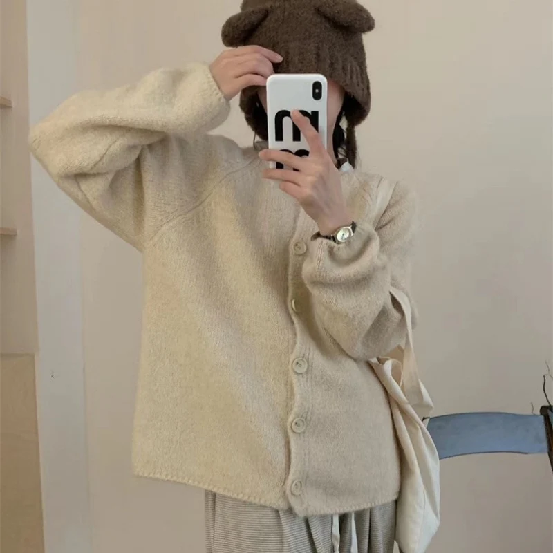 Damen kuscheliger Strickcardigan mit Knopfleiste und weitem Schnitt Drune