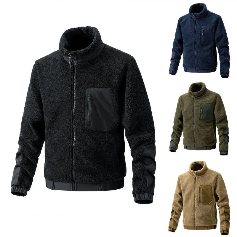Herren Fleecejacke mit hochgeschlossenem Kragen und seitlichen Reißverschlusstaschen Drune