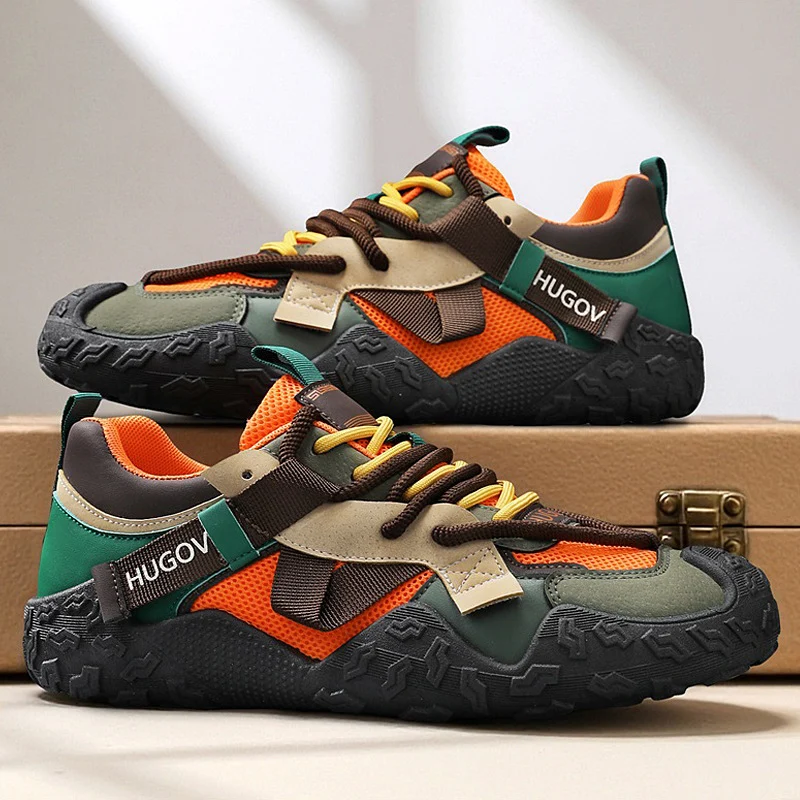 Herren Multimaterial-Trekkingsneaker mit verstärkter Zehenkappe, gepolsterter Fersenstütze und griffiger Offroad-Sohle Drune