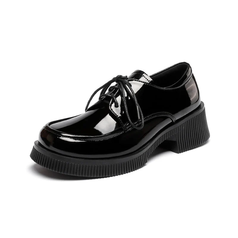 Damen Stiefeletten mit glänzender Oberfläche und trendigem Blockabsatz Drune