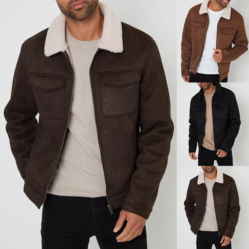 Herren Wildlederjacke mit warmem Kragen