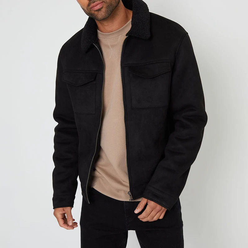 Herren Wildlederjacke mit warmem Kragen