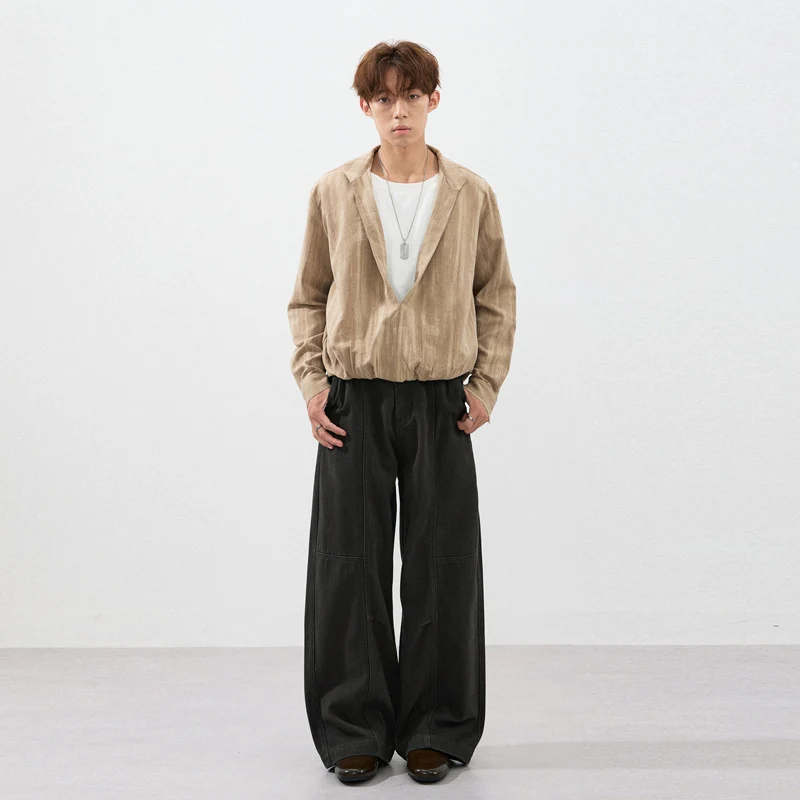 Herren Weite Paneel-Twill-Hose im Workwear-Look mit Knieabnähern Drune