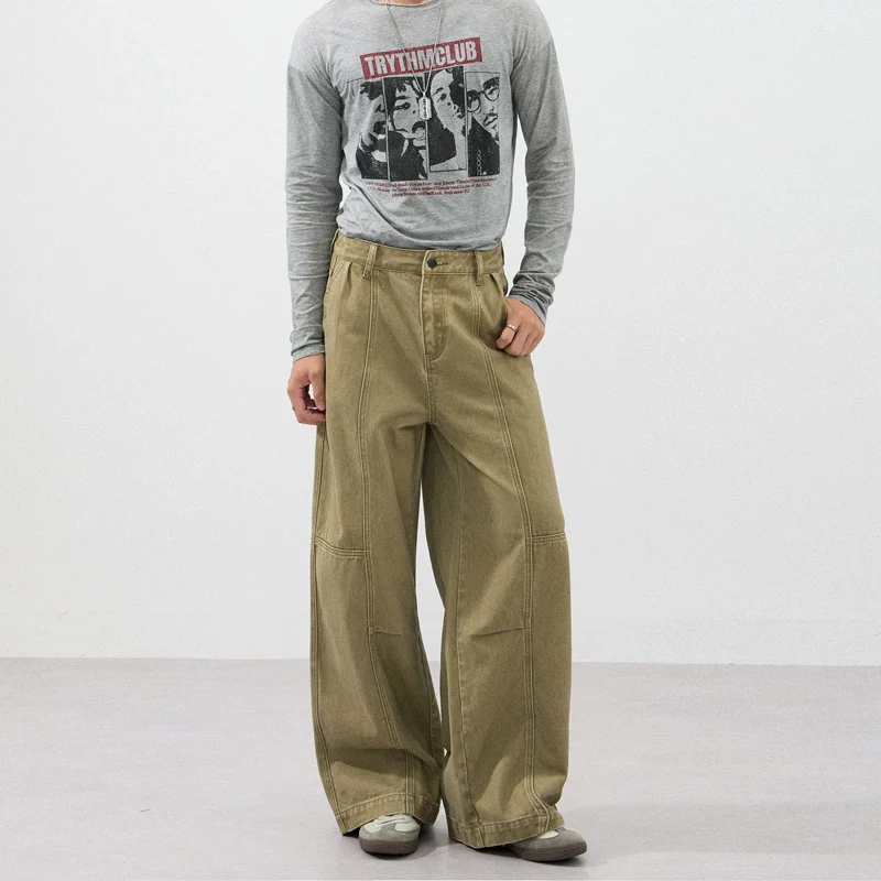 Herren Weite Paneel-Twill-Hose im Workwear-Look mit Knieabnähern Drune
