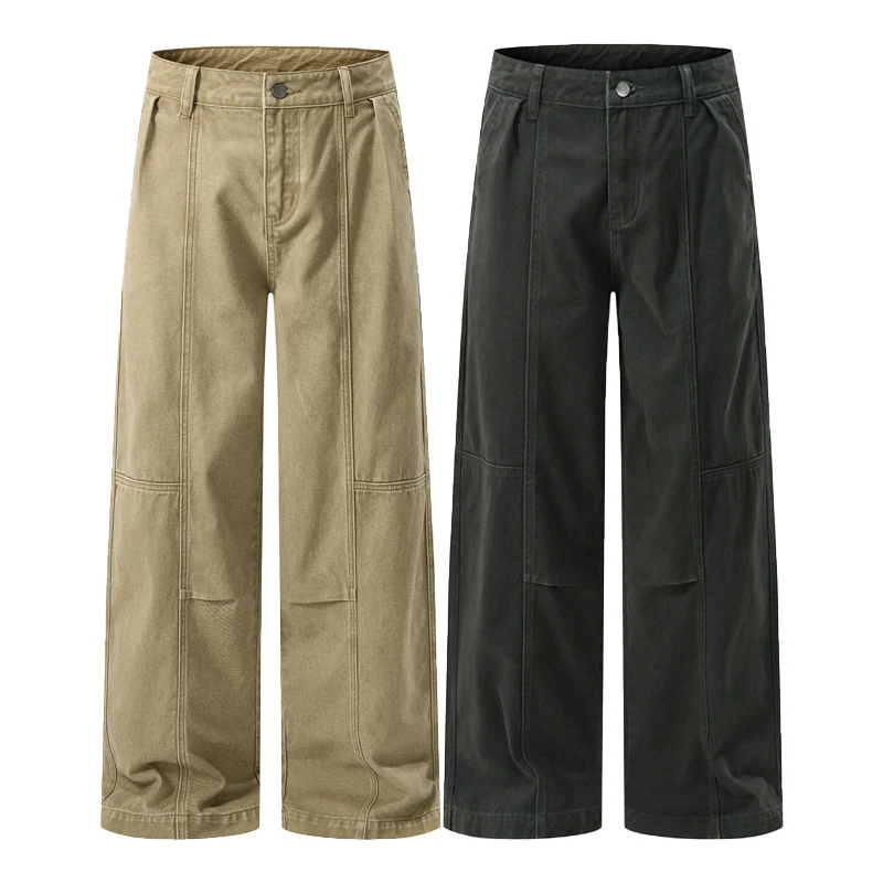 Herren Weite Paneel-Twill-Hose im Workwear-Look mit Knieabnähern Drune