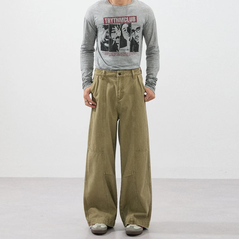 Herren Weite Paneel-Twill-Hose im Workwear-Look mit Knieabnähern Drune