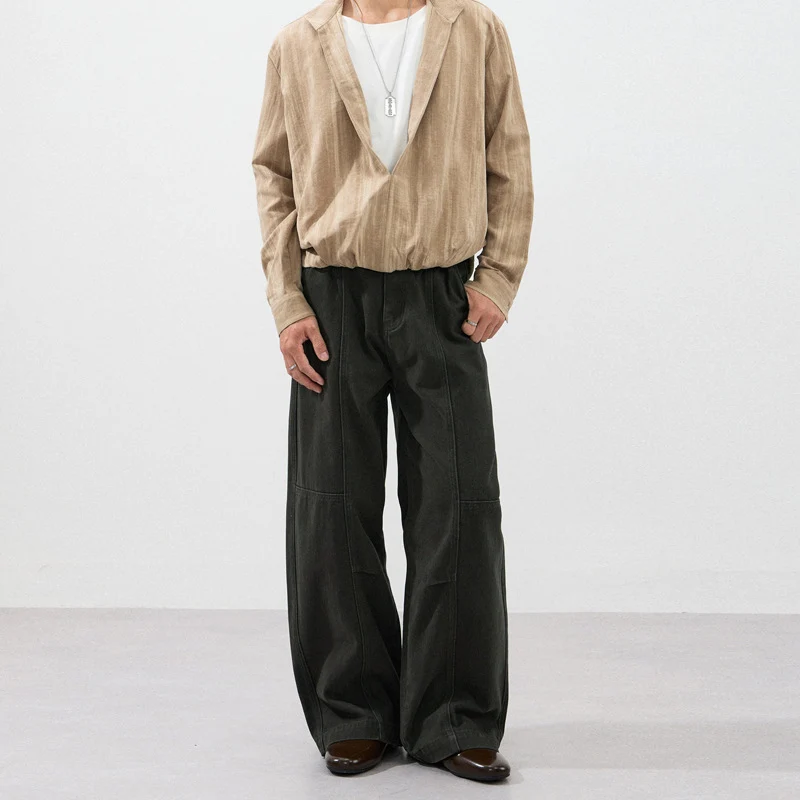 Herren Weite Paneel-Twill-Hose im Workwear-Look mit Knieabnähern Drune