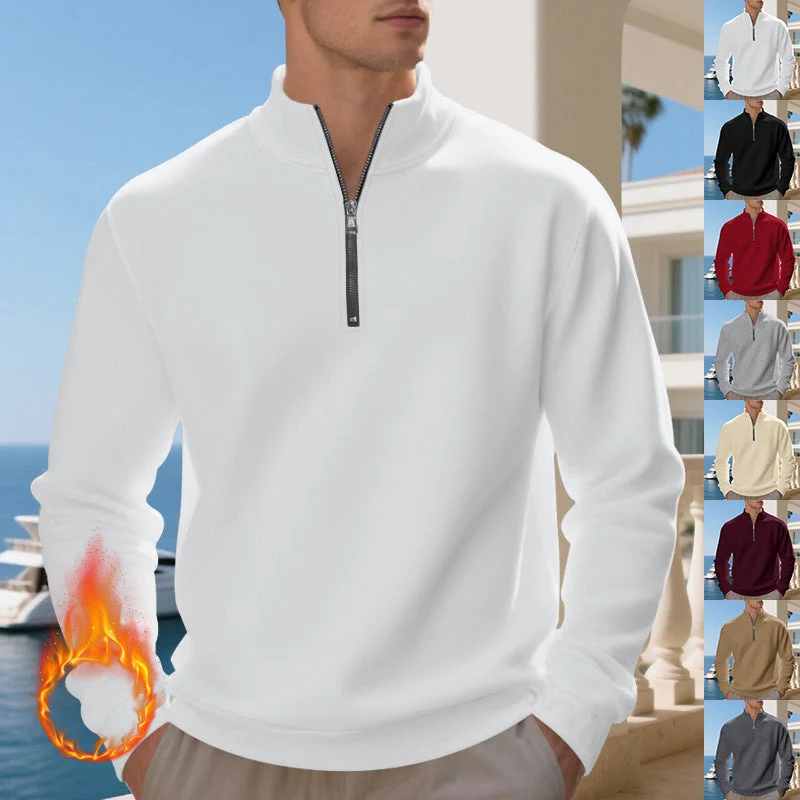 Herren sportlicher Sweatshirt mit modernem Stehkragen und Reißverschluss Drune