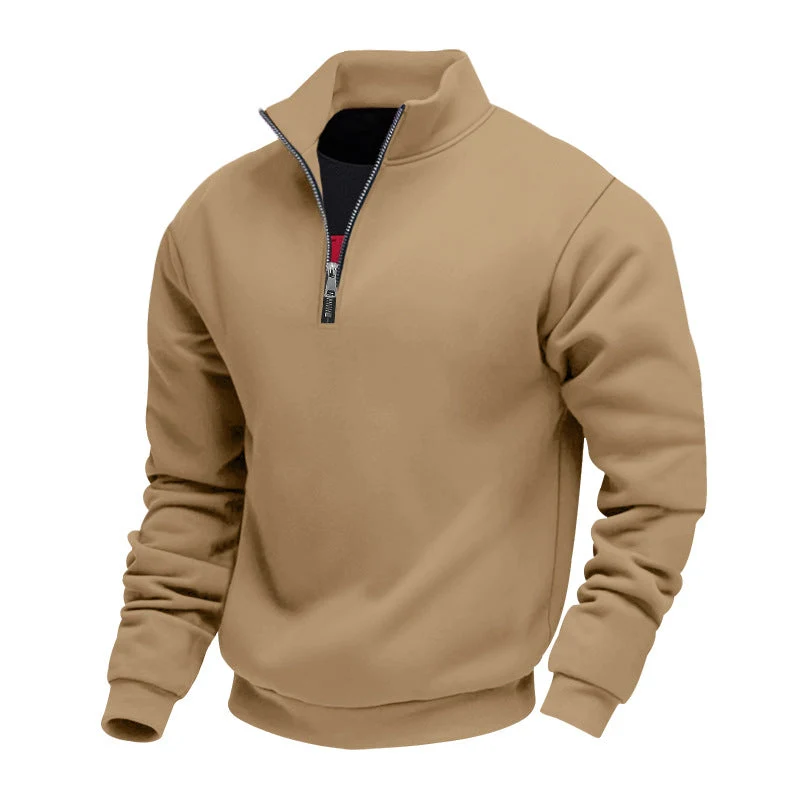 Herren sportlicher Sweatshirt mit modernem Stehkragen und Reißverschluss Drune