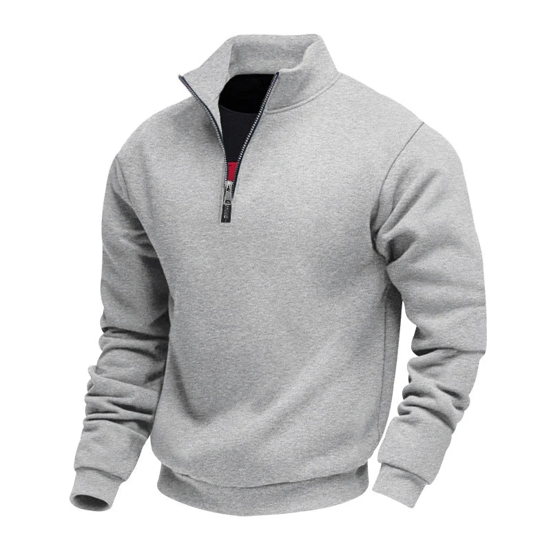 Herren sportlicher Sweatshirt mit modernem Stehkragen und Reißverschluss Drune