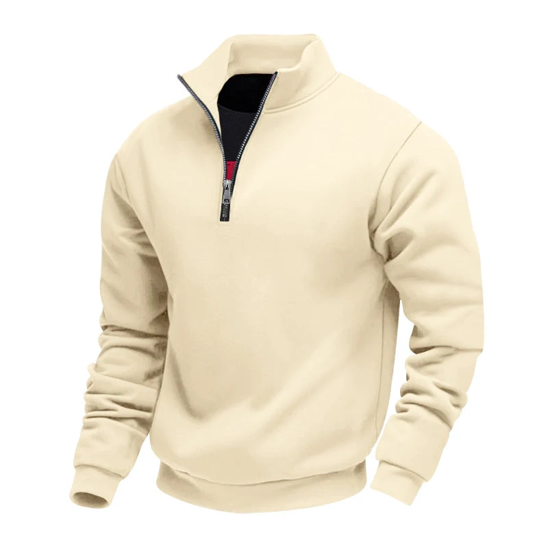 Herren sportlicher Sweatshirt mit modernem Stehkragen und Reißverschluss Drune