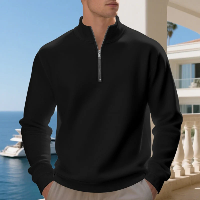 Herren sportlicher Sweatshirt mit modernem Stehkragen und Reißverschluss Drune