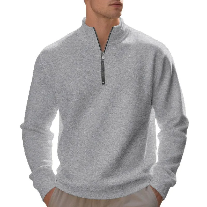 Herren sportlicher Sweatshirt mit modernem Stehkragen und Reißverschluss Drune