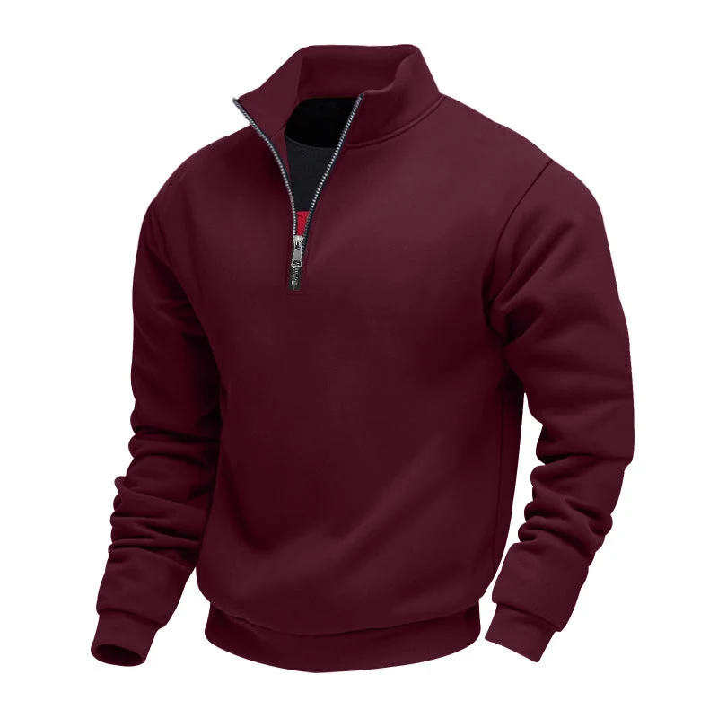 Herren sportlicher Sweatshirt mit modernem Stehkragen und Reißverschluss Drune