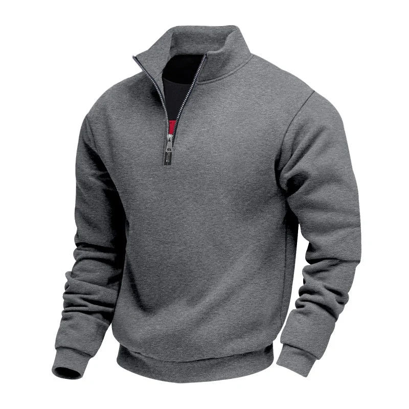 Herren sportlicher Sweatshirt mit modernem Stehkragen und Reißverschluss Drune