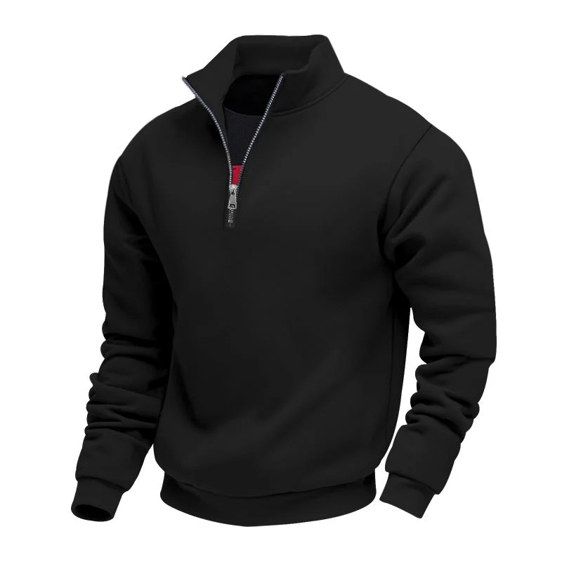 Herren sportlicher Sweatshirt mit modernem Stehkragen und Reißverschluss Drune