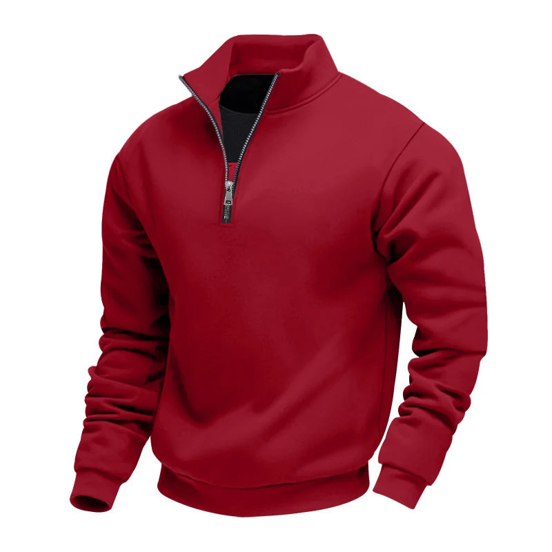 Herren sportlicher Sweatshirt mit modernem Stehkragen und Reißverschluss Drune