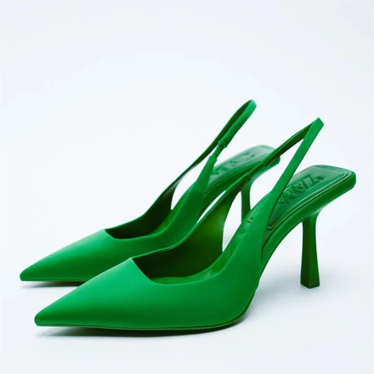 Damen elegante Slingback-Pumps mit spitzer Zehenform und hohem Absatz Drune