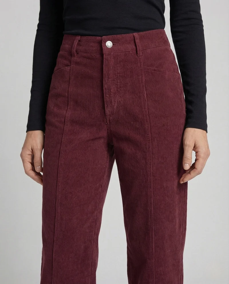 Damen Cordhose Bügelfalte Weit