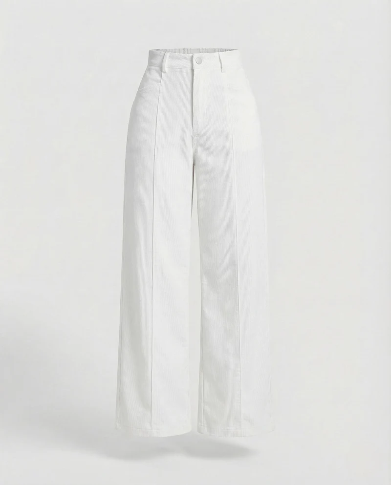 Damen Cordhose Bügelfalte Weit