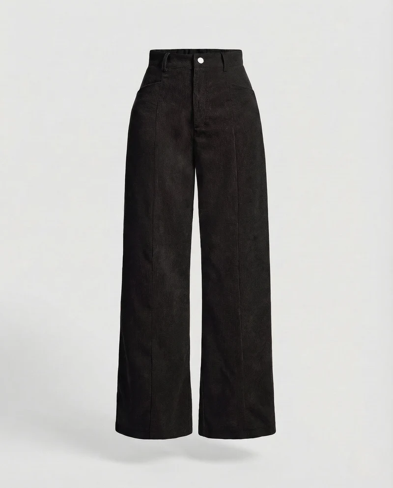 Damen Cordhose Bügelfalte Weit
