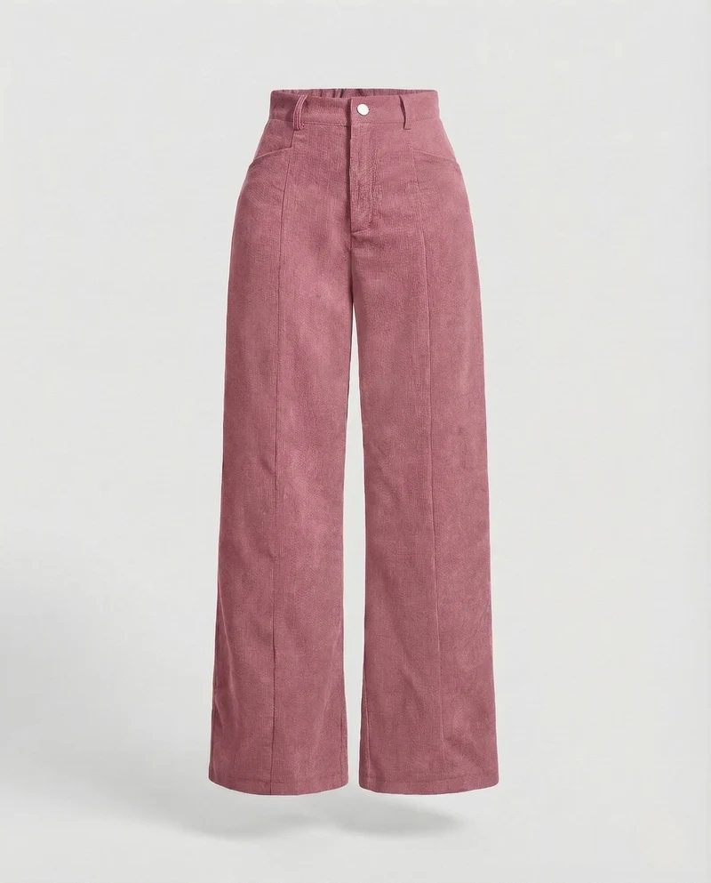 Damen Cordhose Bügelfalte Weit