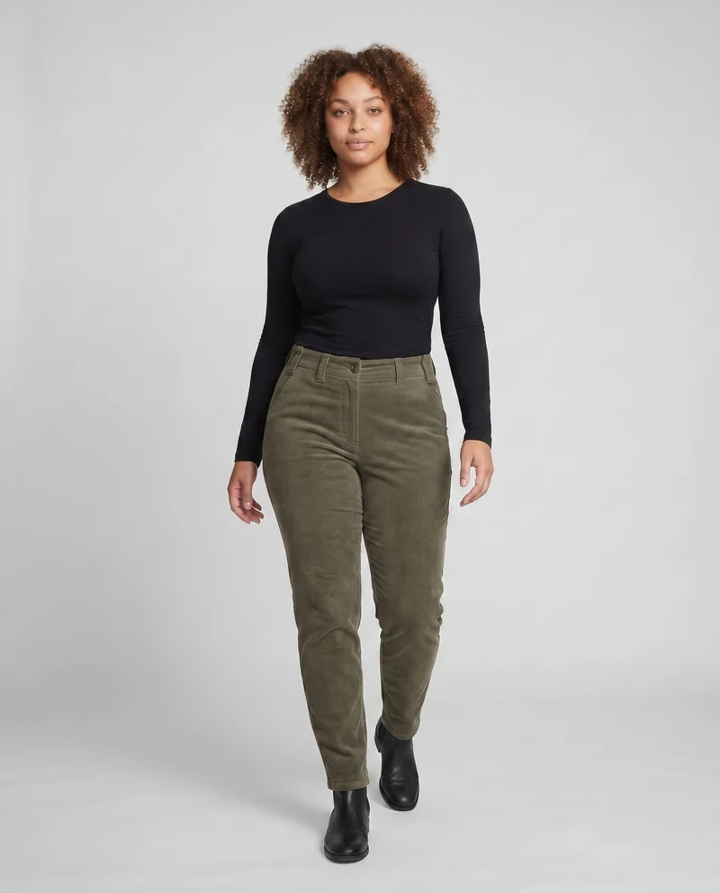 Damen Cordhose mit praktischen Taschen und knöpfbarem Detail Drune