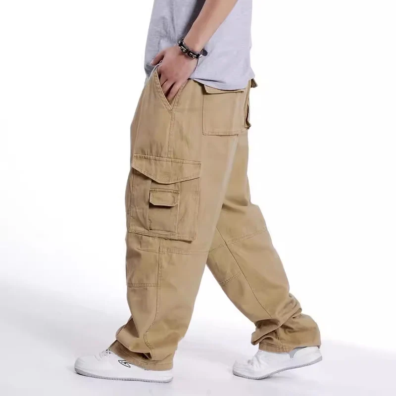 Herren Baggy-Cargohhose mit weitem Bein und Multifunktionstaschen Drune